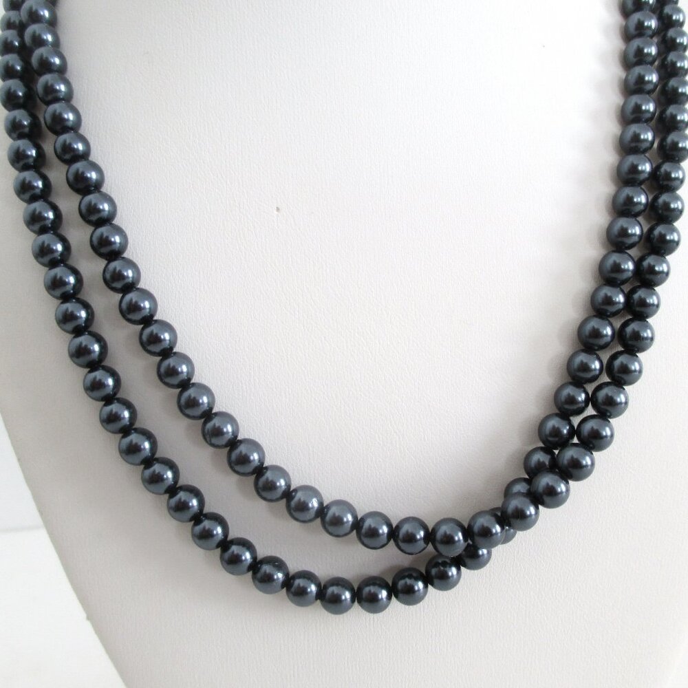 35" Strand or Necklace 6 mm Dark Grey Pearls